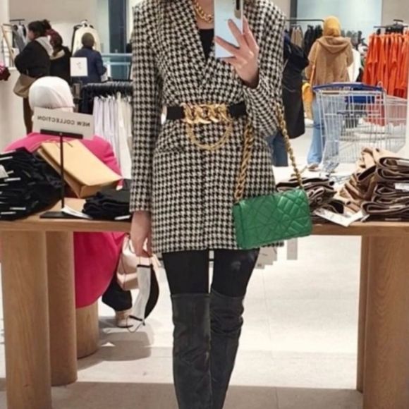 NWT Zara Houndstooth Structured Blazer Dress - Picture 12 of 16